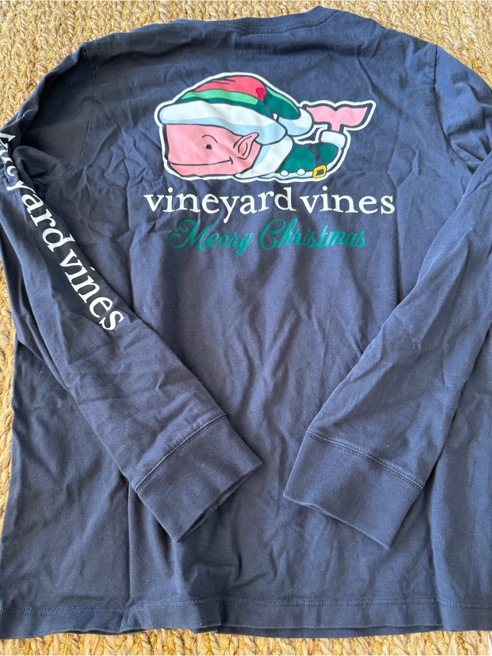 Vineyard Vines Boys Navy Long Sleeve Cotton T-Shirt Size M 12-14